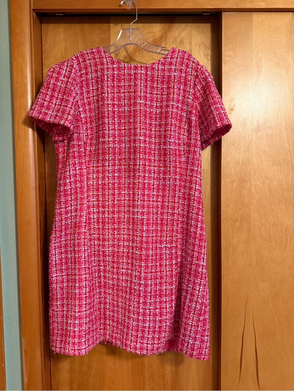 Ann Taylor Pink Textured Short-Sleeve Shift Dress